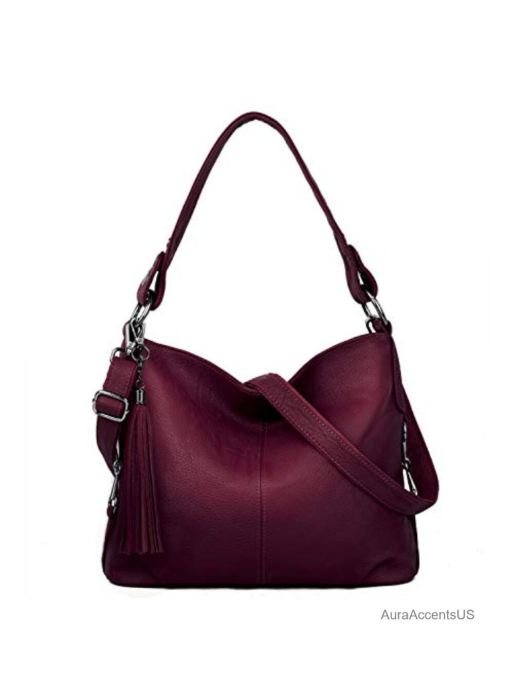 Genuine Leather Hobo Shoulder Bag Crossbody Purse Tassel